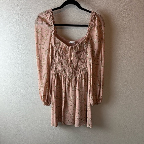 Reformation Morris Mini Dress Melody Blush Pink Long Sleeve Smock Floral Women 2 - Picture 4 of 16